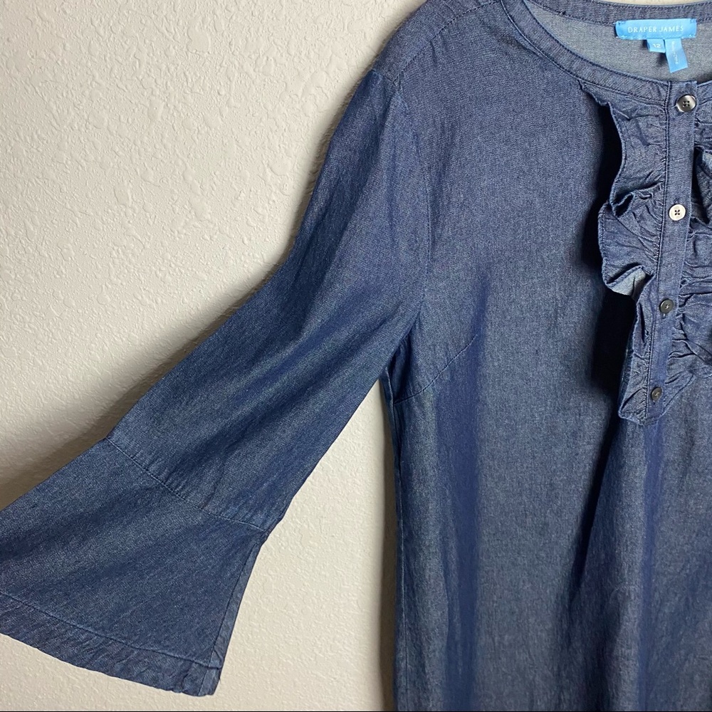 Draper James Chambray Bell Sleeve Ruffle Dress - Picture 5 of 6